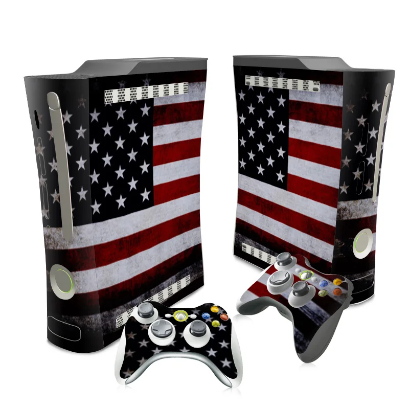 مجموعة ملصقات الجلد من كلوريد البولي فينيل لـ Xbox ، كونسول الدهون ، 2 تحكم الجلد ، 7 تصاميم مختلفة ، علم الولايات المتحدة الأمريكية والمملكة المتحدة