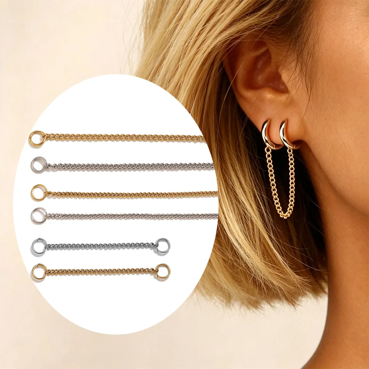 10pcs Stainless Steel 3cm/5cm Welded Extension Chain Gold Necklace Bracelet Extender Tail Chains DIY Jewelry Making Supplies