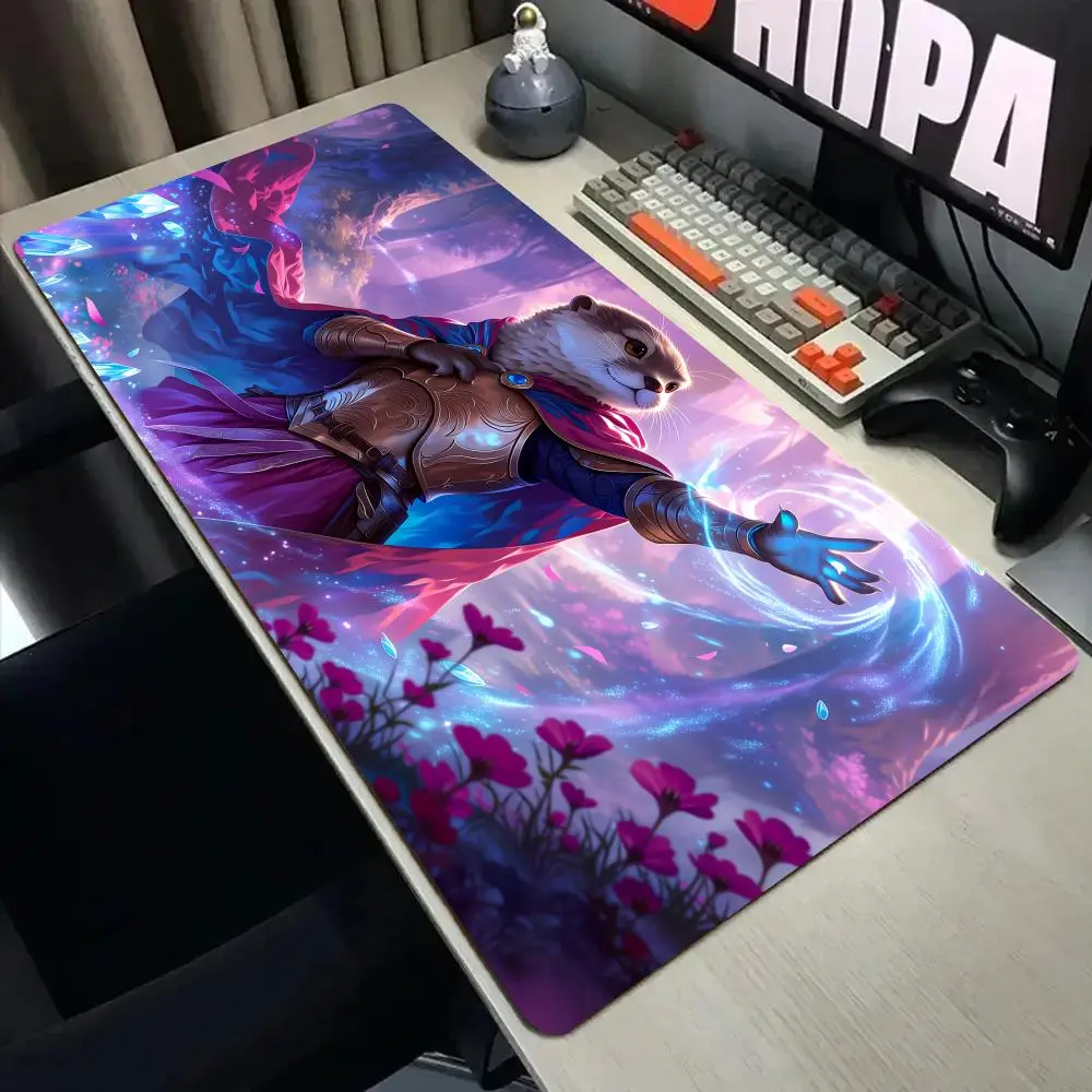 Magnificent Otter Knight Mouse Pad Desk Mat with Stitched Edge xxl mousepads Rubber Anti-slip gamer Keyboard Rug gaming mats
