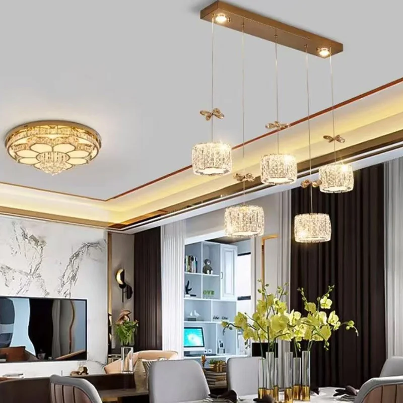 الحديثة الفاخرة غرفة الطعام كريستال الثريا التصميم الإبداعي قلادة LED ضوء لغرفة المعيشة المطبخ الدرج إضاءة داخلية #1