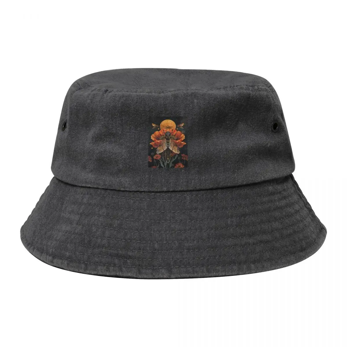 

Year of the Cicada Moon Bucket Hat men's big size hat Rave Custom Cap Women's Beach Men's