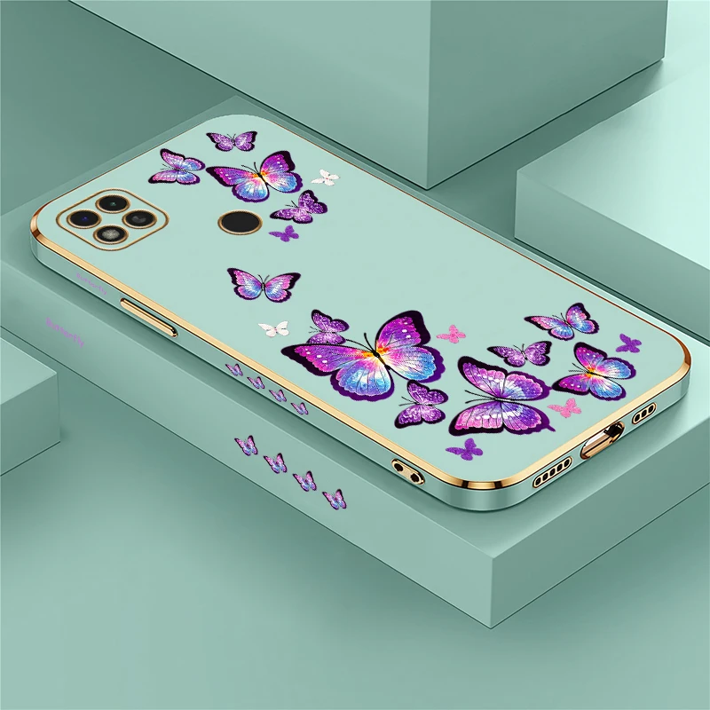 Elegant Floral Butterfly Phone Case For Redmi A5 4G A3 A1 A2 Plus Drop Resistant Plating Silicone Soft Protective Cover carcasas