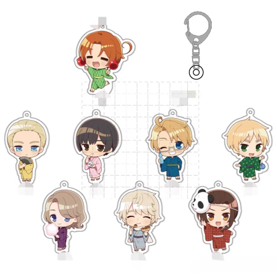 Game APH Germany France Russia England America Japan Italy Keychain Doll Anime Acrylic Keyring Pendant for Gift