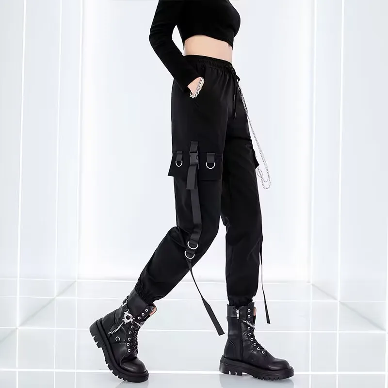 

Streetwear Black Pants Women Korean Style Elastic Waist Sweatpants Baggy Pants Spring Summer Hip Hop Harajuku Trousers Women