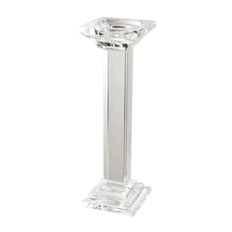 

High Quality Custom Tall Crystal Glass Candlestick Crystal Pillar Candle Holder