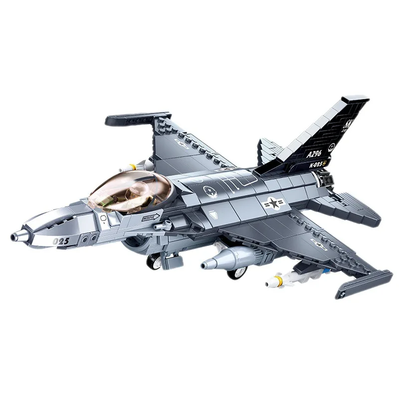 Sluban Military Modern Weapon F16c Falcon Fighter Aircraft 1:44 Air Force Plane Model Building Blocks Kids Boys DIY Bricks Toys