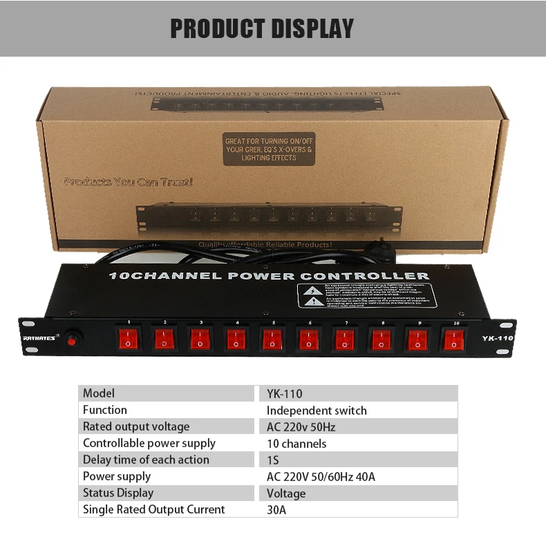 RAYHAYES YK-110 Power Switch Controller 10 Channel Power Controller 10 Power Switch Controll