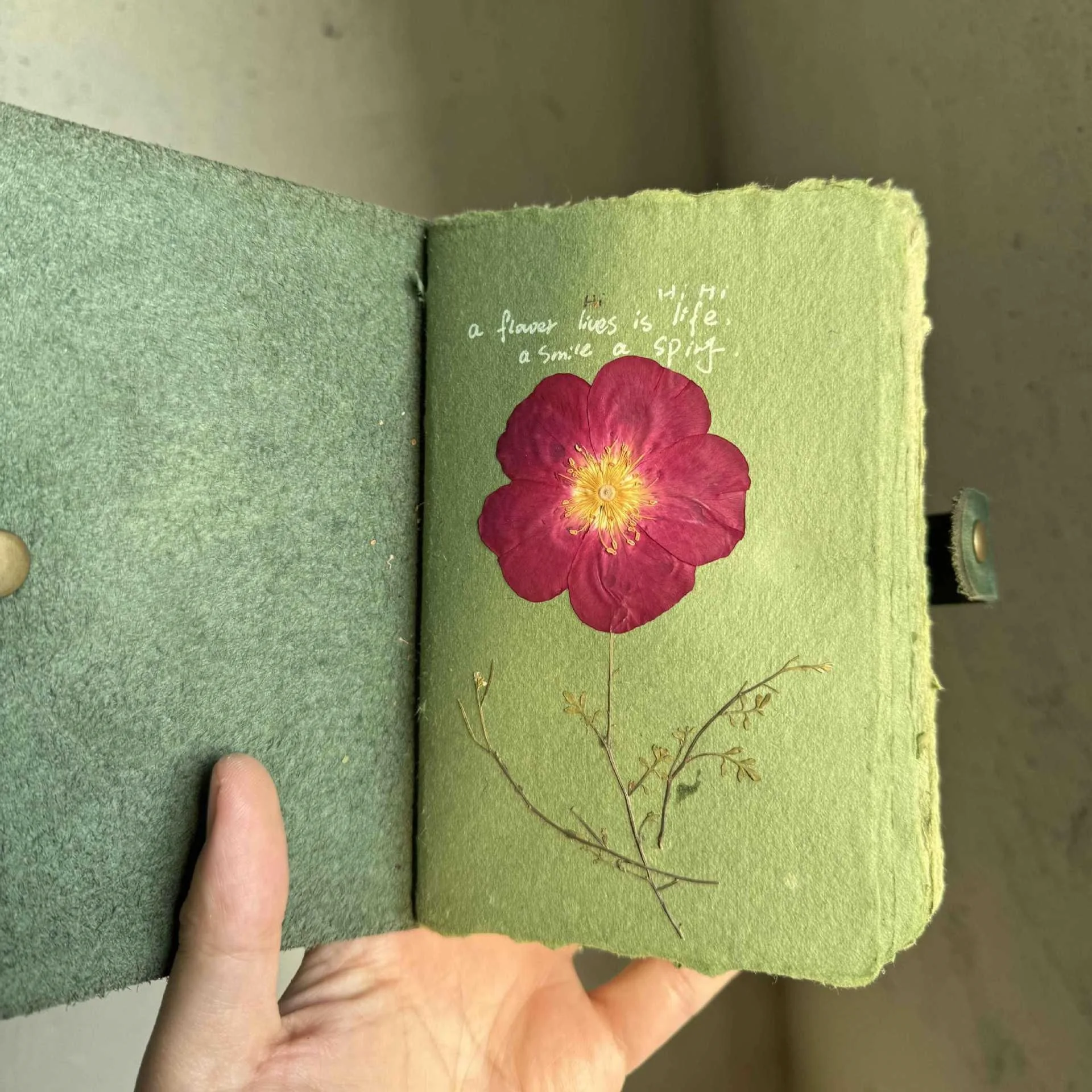 Vintage Journal Handmade Paper Vintage Journal Green Deckle Edge Notebooks for DIY Flower Pressing Herbarium Scrapbook Art Craft