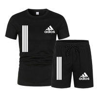 New Men's Fitness Fashion Set Men's casual sportswear set Quick drying sportswear Short sleeved T-shirt+shorts 2-piece set