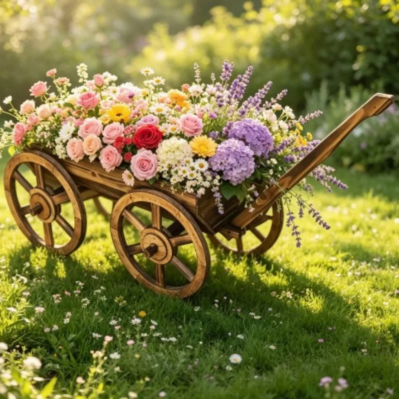 Wooden gardening, carbonized float, flower box, pot, outdoor flower planting, slot, wooden pot, personalize