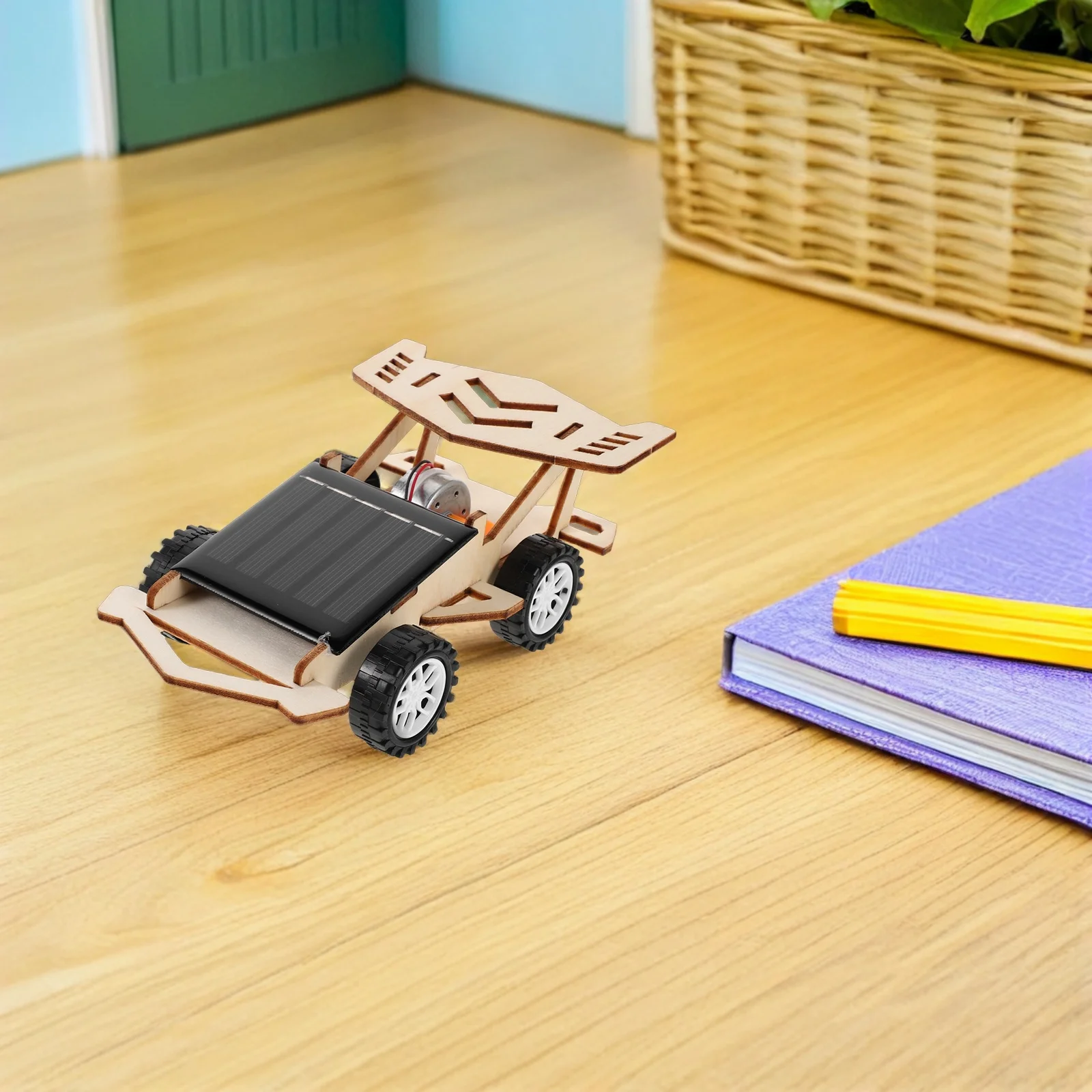 Kit de voiture à tige à énergie solaire, 3 ensembles, bricolage, expérience scientifique éducative électrique, Kit de voiture à énergie solaire pour enfants
