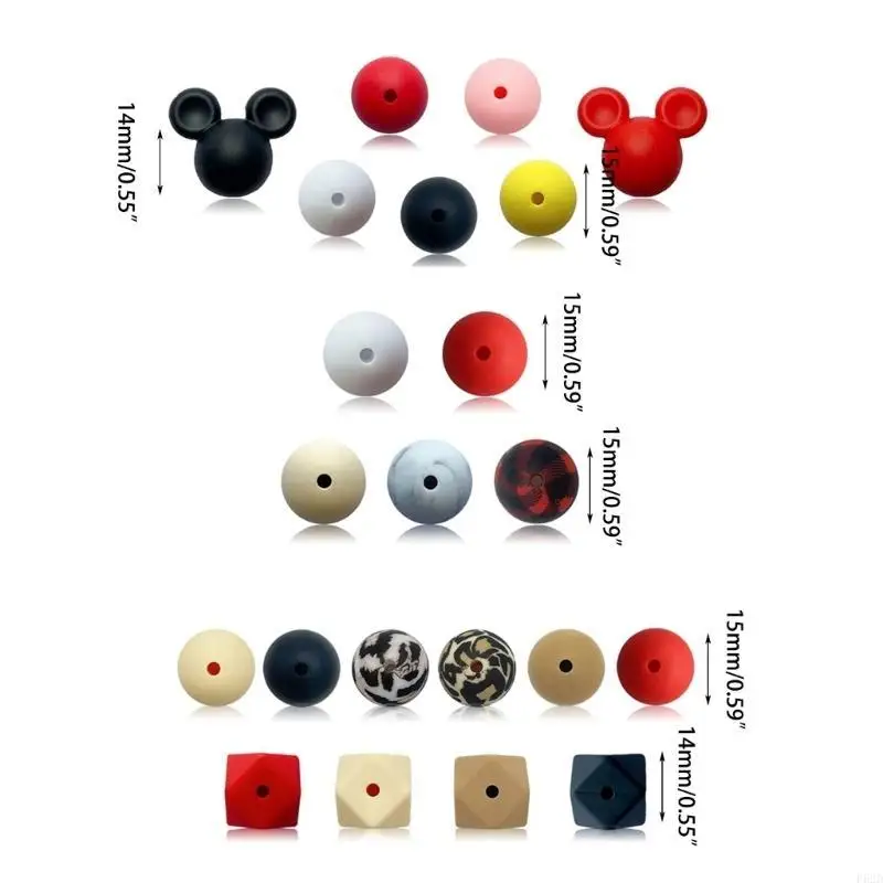 F62D Silicone Loose Contas para Keychain DIY Silicone Beds redondo contas silicone