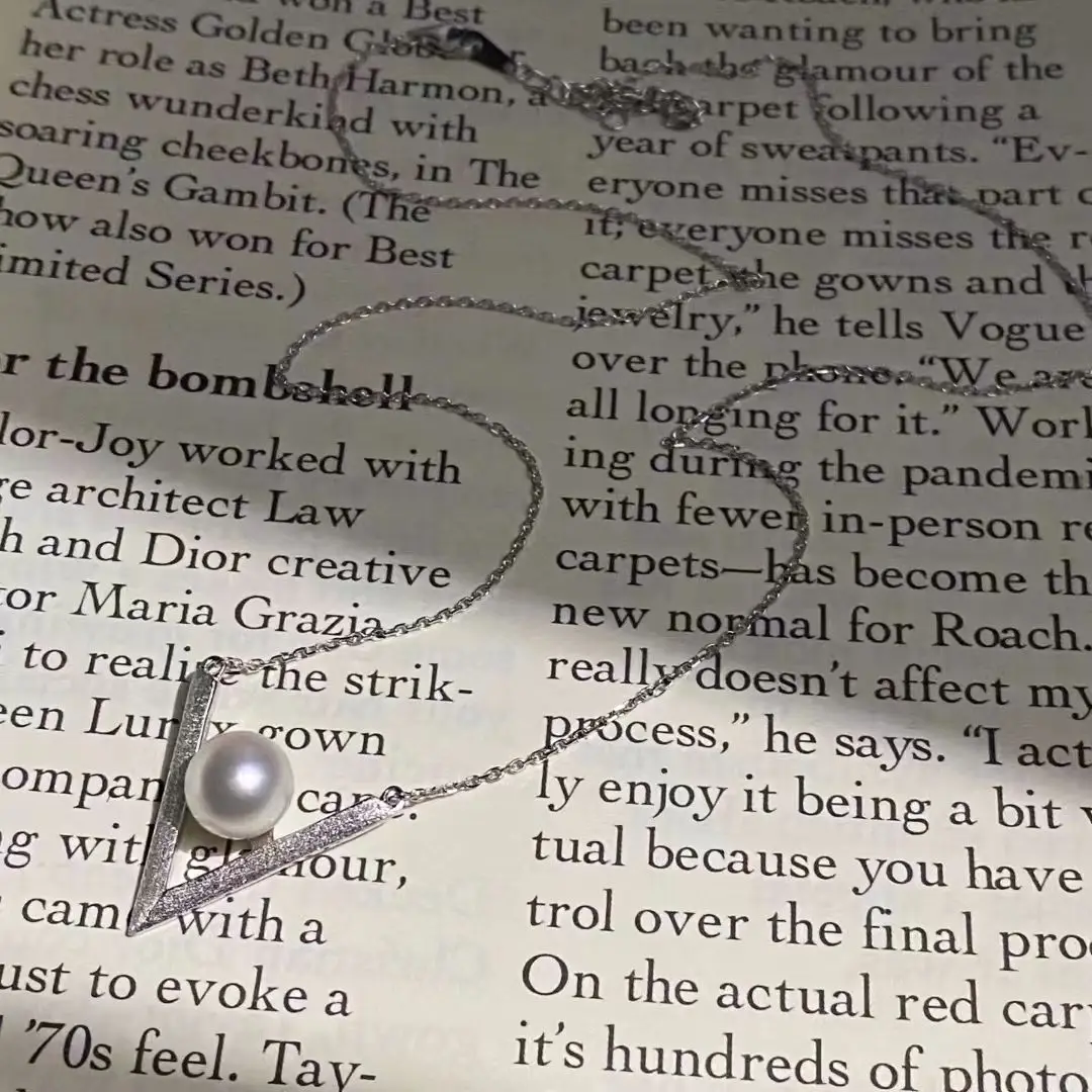 Triangle S925 Sterling Silver Necklace Findings Jewelry Base Settings Mountings Parts Mounts for 8-9mm Pearls Stones 5pcs/lot