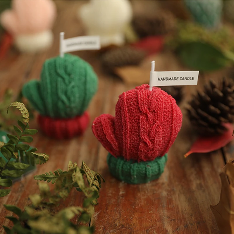1 Stück Weihnachts-Aromatherapie-Kerzen, mehrfarbige Wollhandschuhe, Kerze, kreative Heimdekoration, Weihnachtsgeschenk