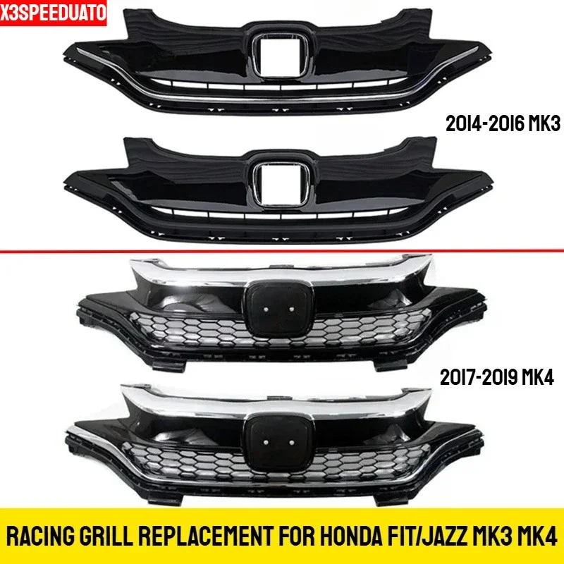 

Решетка радиатора для Honda Jazz/Fit 2014-2016 (MK3) и 2017-2019 (MK4) – гоночный стиль, модификация, замена, детали переднего бампера