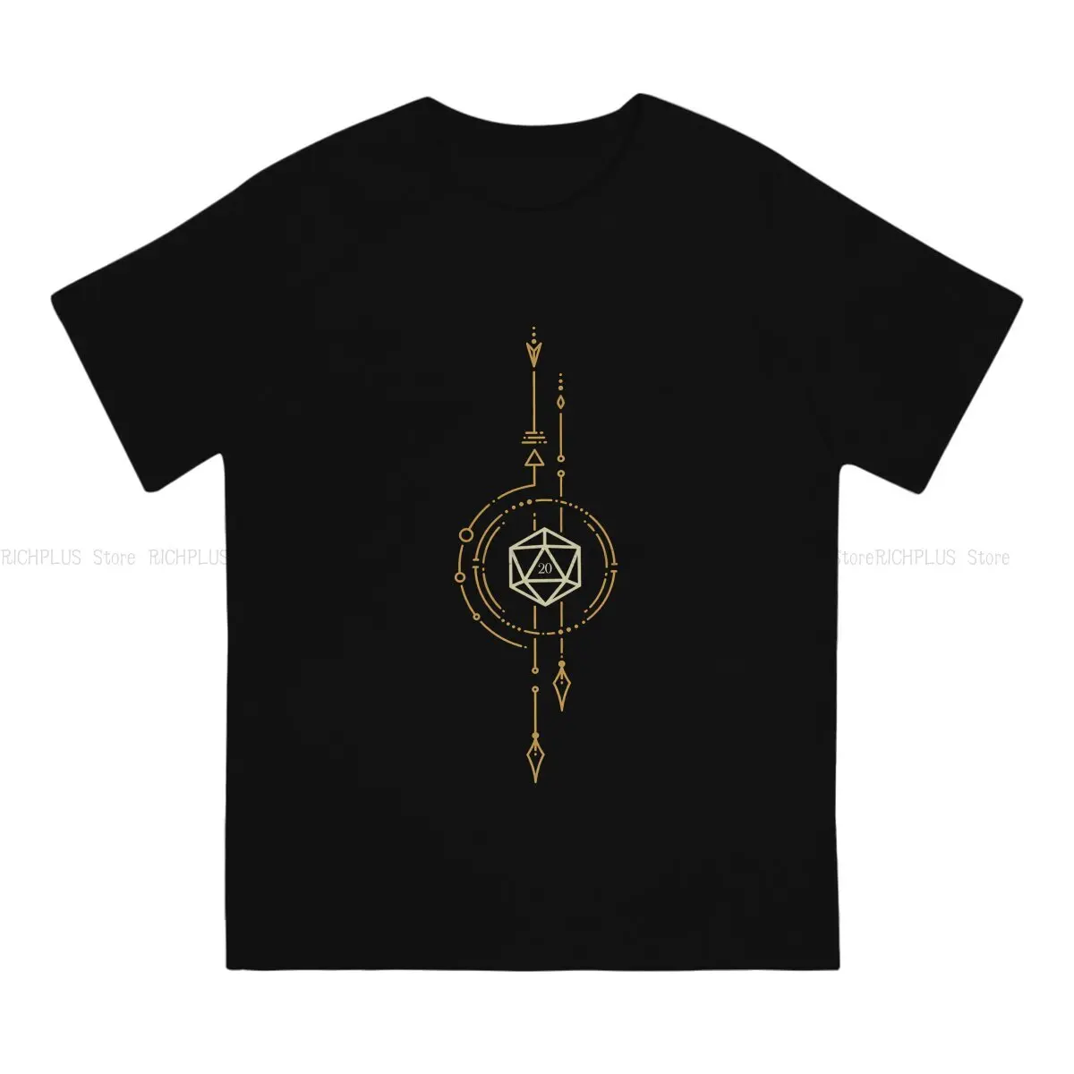 Sacred Geometry Minimalist Polyhedral D20 Dice Unique TShirt DND Game Leisure Polyester T Shirt Summer T-shirt For Adult