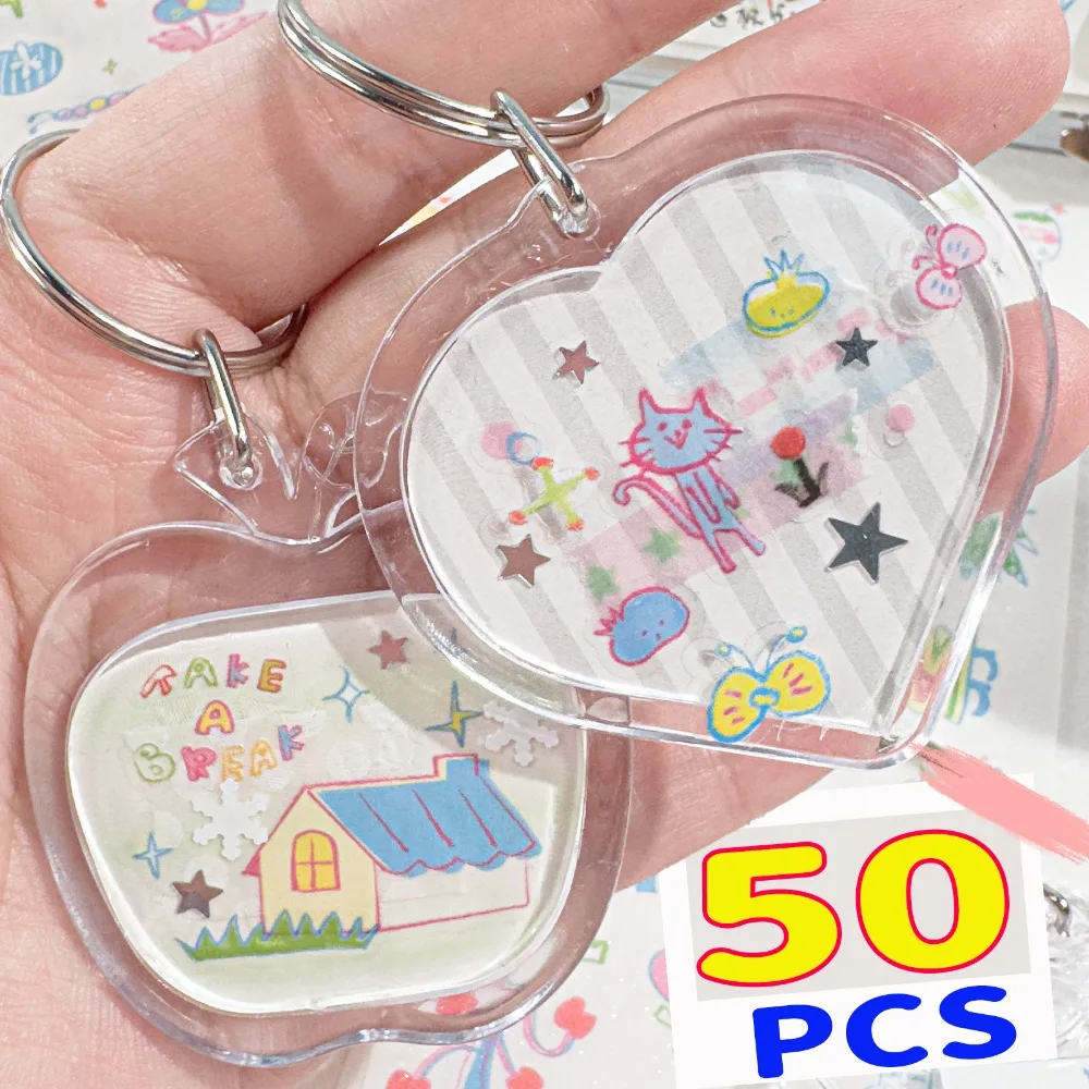 Transparent Photo Frame Keychain Tassels Snap-In Custom Insert Photo Acrylic Blank Keyring Clear Blank Picture Pendant Key Chain