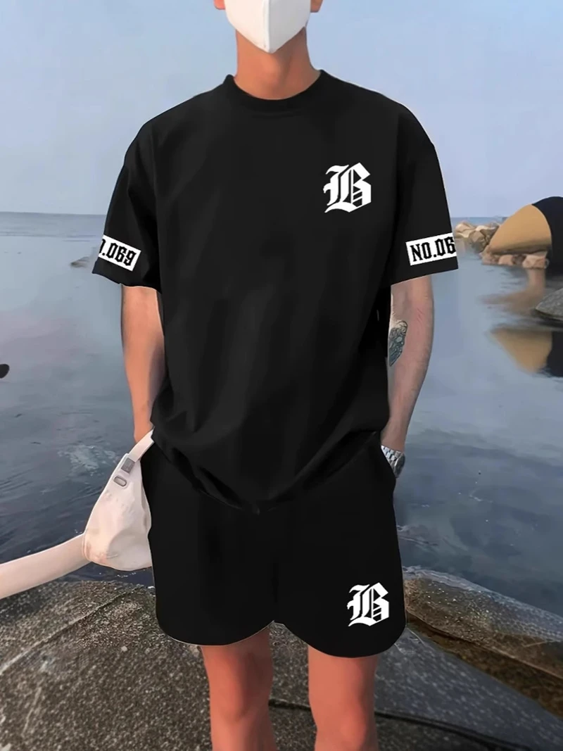 

2026 Men's Two-Piece Short-Sleeved and Short-Pants Set, Loose-Fitting Men's Sporty and Casual Running Outfit