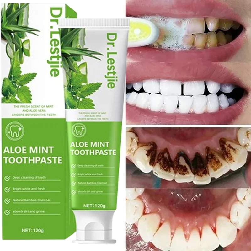 Pasta de dientes de Aloe que elimina las manchas amarillentas, protege las encías, blanquea los dientes, limpieza profunda de los dientes, aliento fresco, pasta de dientes para el cuidado de la higiene bucal