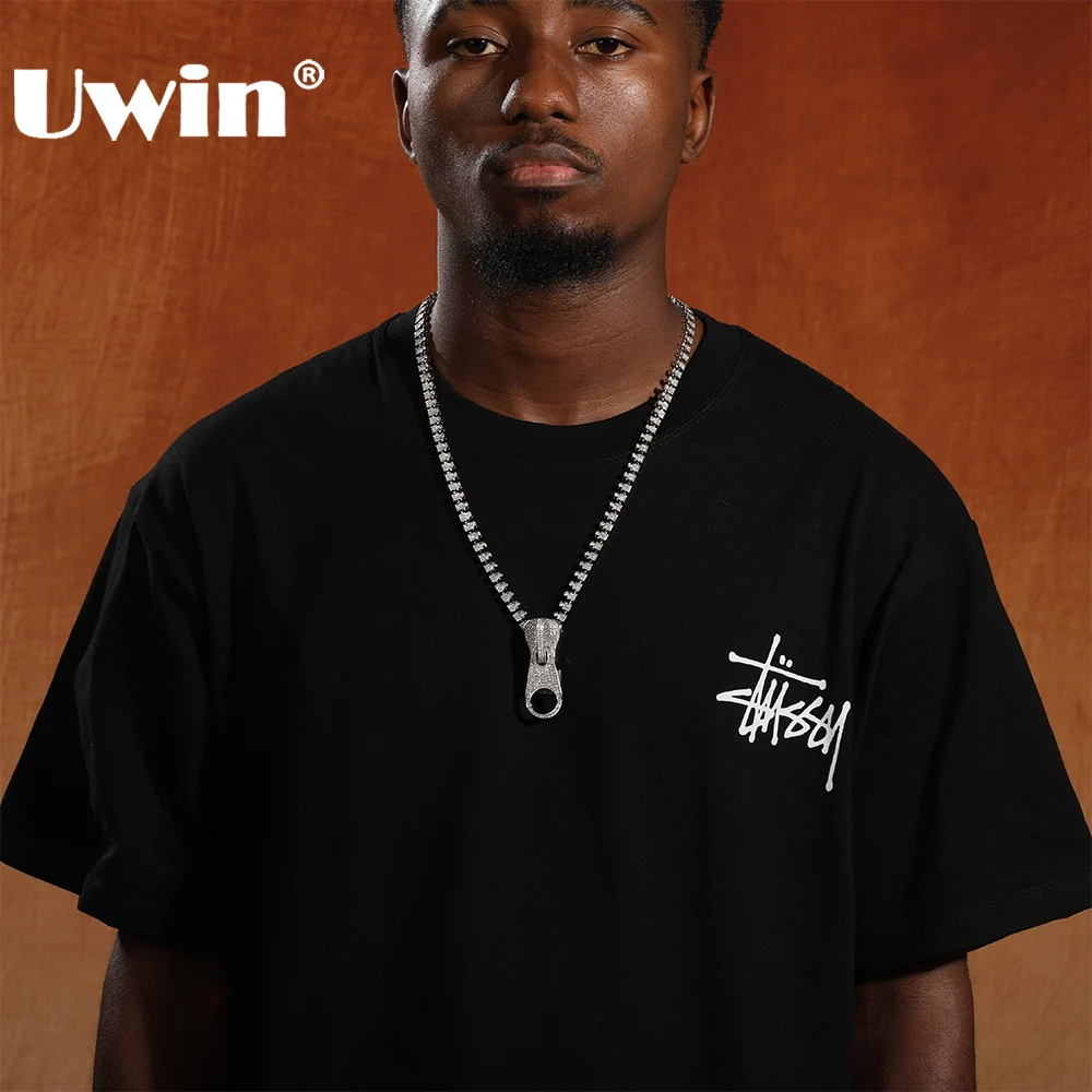 

UWIN Customized Zipper Chain Necklaces for Men Iced Out 7mm 5A+ Cubic Zirconia Chain Choker Fashion Hip Hop Jewelry for Gift