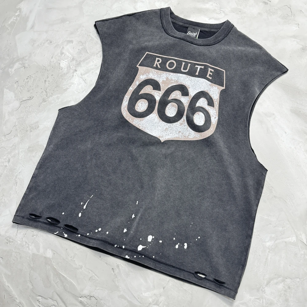 

Yao Fashion Loose Oversize Vintage Streetwear Vest Tops Casual Sport Cotton Men Clothing Luxury Graphics Tank For Men