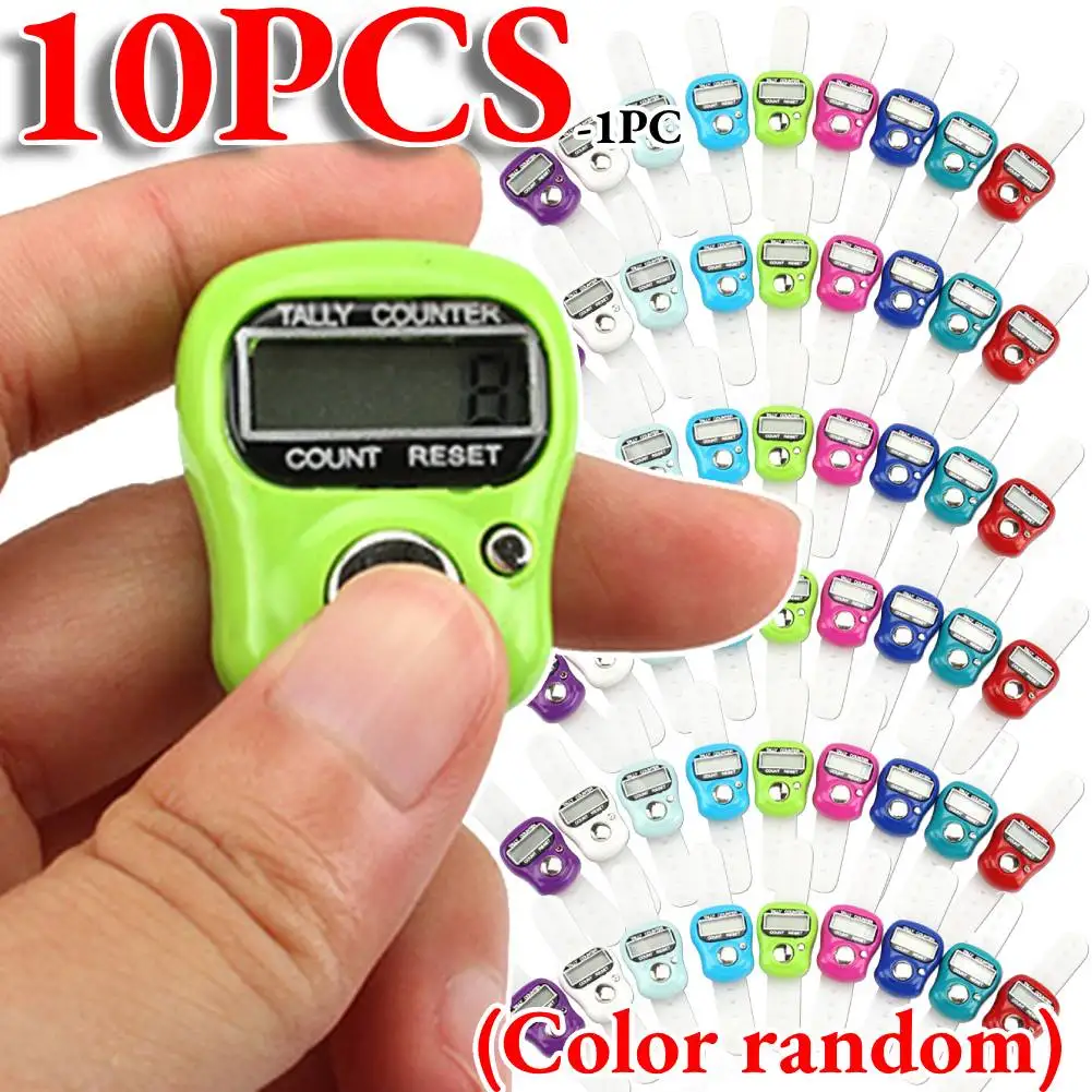 1-10PCS LED Electronic Handheld Tally Counter 0-99999 Clicker Counter Ring Finger Counter Compass Islamic Tasbih Bead 5 Digital