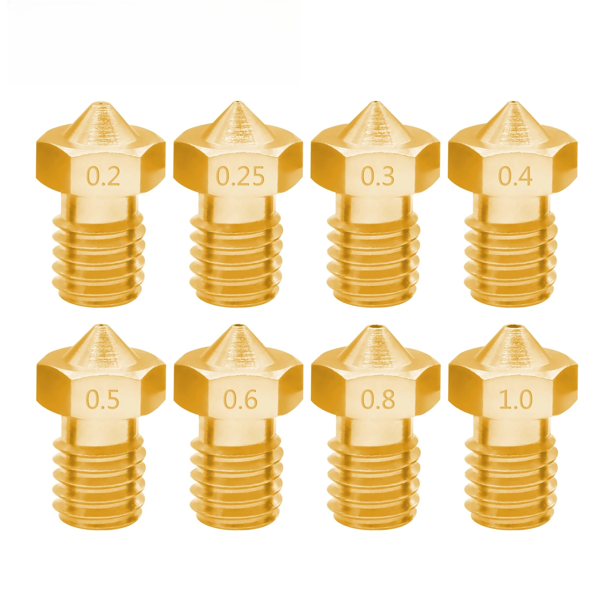 5/10 pcs 3D Printer E3D Nozzle E3D-V5 V6 M6 Brass Threaded Nozzle 0.2/0.25/ 0.3/0.4/0.5/0.6/0.8/1.0mm, 1.75/3.0mm wire rod