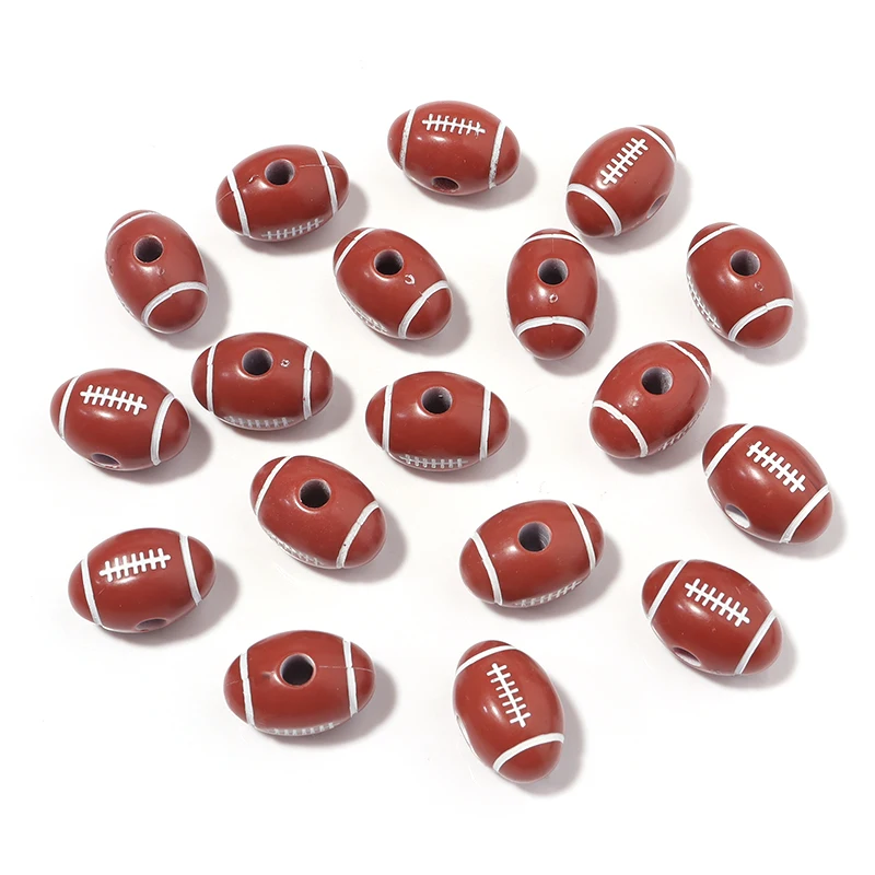 50Pcs Acrylic Rugby Beads Brown Oval  Big Hole Spacer Beads for Jewelry Making Bracelet Necklace Accessories Wholesale