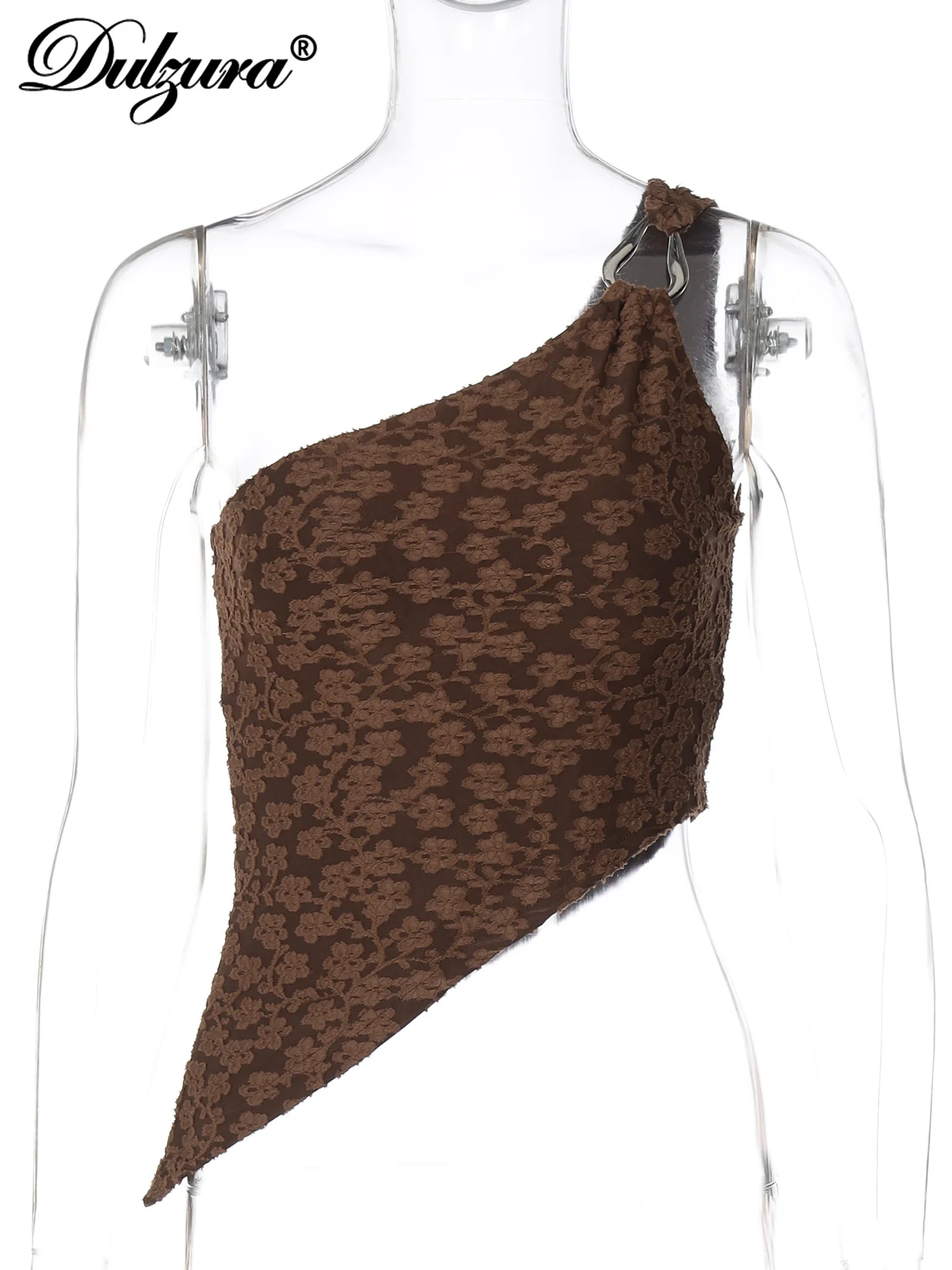 Dulzura Een Schouder Mouwloos Backless Bodycon Onregelmatige Knop Kant Tank Top Sexy Elegant Casual Y2K Tops Party Club Kleding