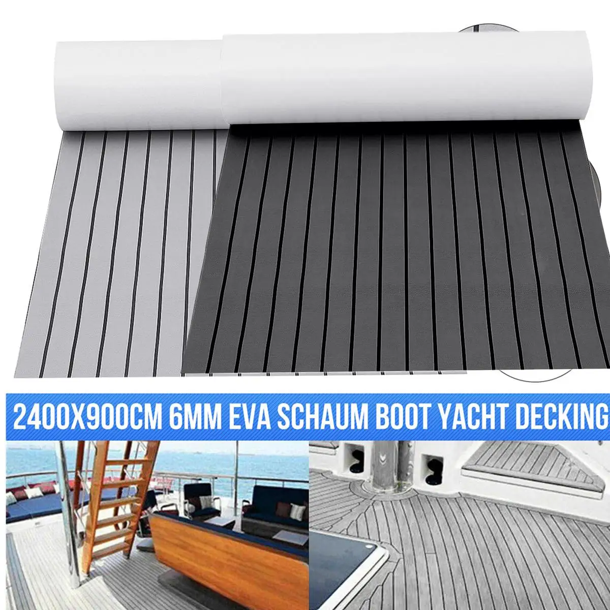 

2400x900x6mm Marine Flooring Faux Teak EVA Foam Boat Decking Sheet Yacht Floor Carpet Mat Pad Boat Accessories