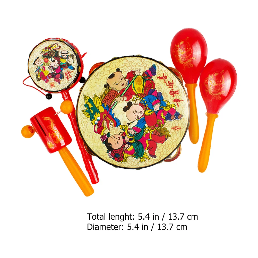 5 stuks Baby Shaker Rammelaar Drums Vroege Educatieve Diverse Kleur Handheld Drum Geluid Baby Coördinatie Speelbal