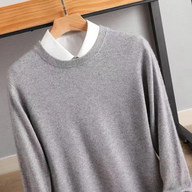 Cashmere Cotton Blend Pullover Men Sweater 2023 Autumn Winter Classic Solid Color Jersey Hombre Pull Homme Man Knitted Sweaters