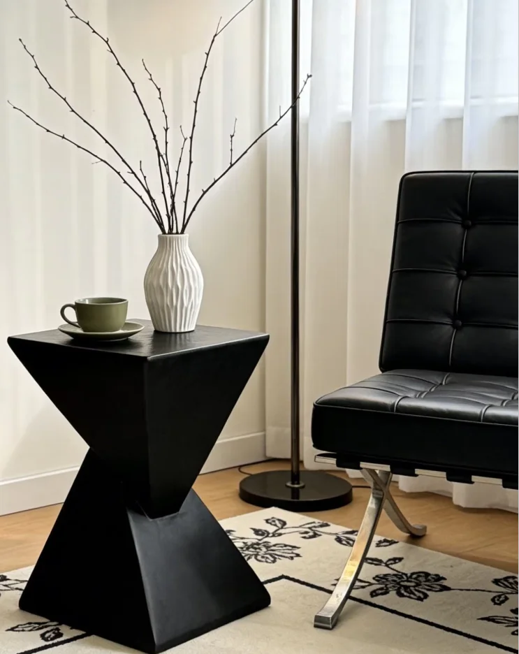 & New Style Wabi-sabi Style Simple Tea Table Silent Corner Table Living Room Sofa Old Small Side Table Homestay Magnesium Oxide