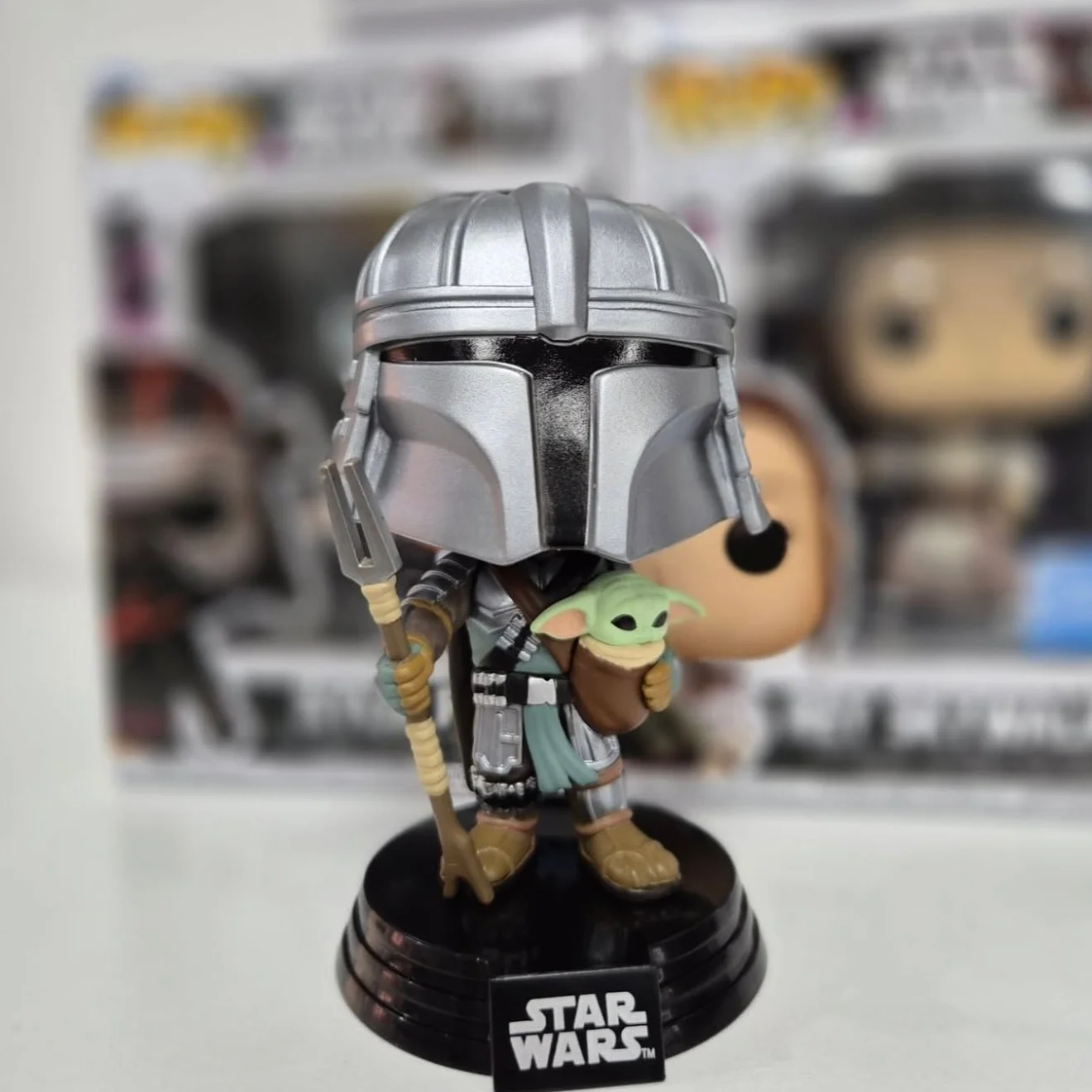 Funko Pop! Mandalorian with Grogu Impressions Figure #772 Official Licensed Collectible Limited Edition Star Wars Fans Toy Gift view 4
