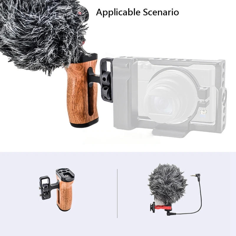 Wooden Hand Grip For Photo Expand Cage Wooden Handle Grip Cold Shoe For Mic Video Light