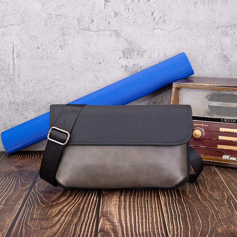 

Мужская квадратная сумка через плечо из искусственной кожи с откидной крышкой, горизонтальная сумка на одно плечо большой вместимости