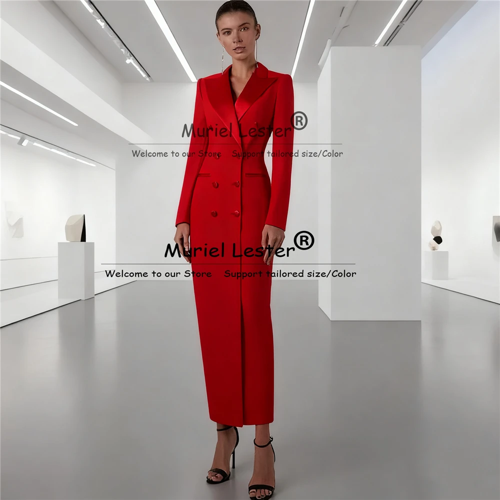 Classic Solid Suits Women 1 Piece Double Breasted Prom Blazer Customized Lady Business Office Coat Long Outfit Female Clothing