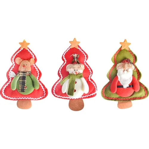 Partijet Christmas Pine Tree-Lined Santa Claus-Snowman-Deer Ornament Set