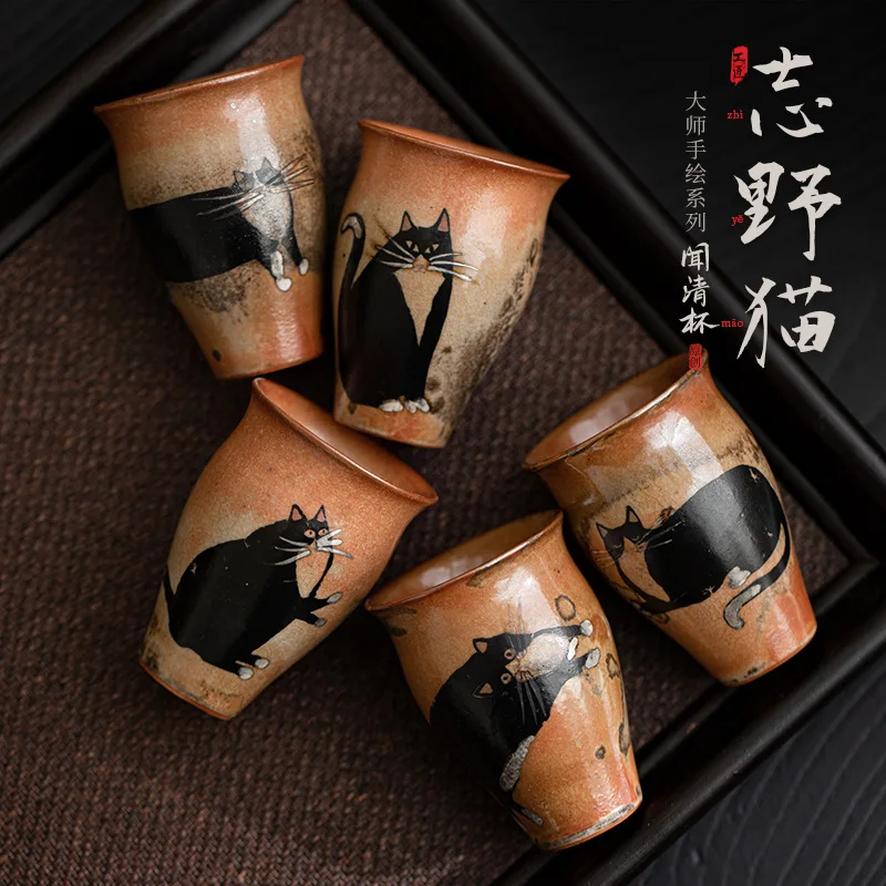Style Kiln Change Retro Shino Cat Clear Ceramic Kung Fu Tea Smell Fragrance Small Master Single Cup