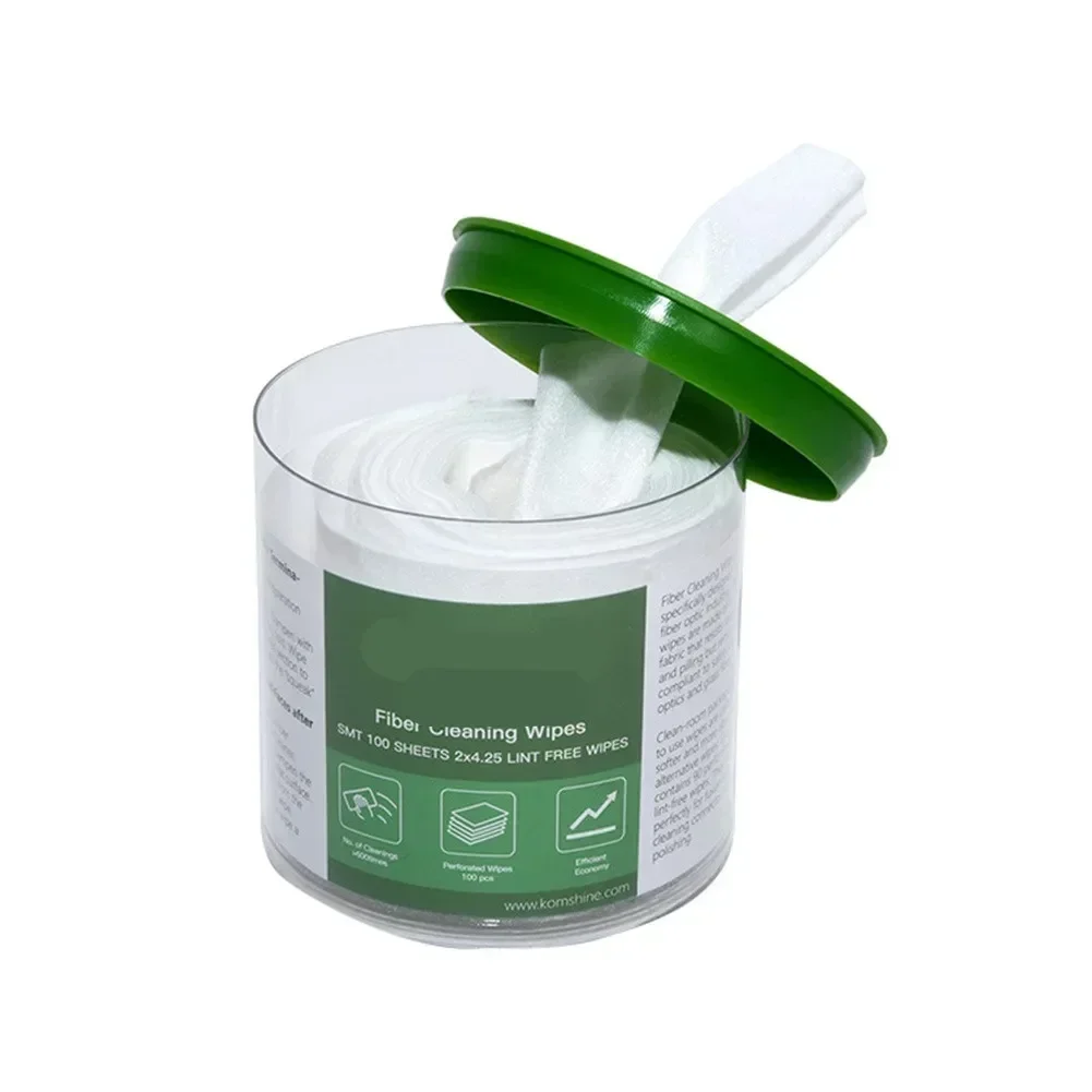 Imagem -05 - Komshine Focus 100 Peças Caixa Toalhetes de Limpeza de Fibra Óptica Plataforma Dustpaper Toalhetes de Pelusa de Fibra Óptica Papel Limpo de Fibra Óptica