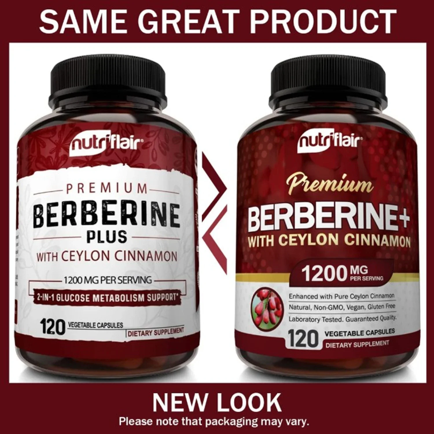 Premium Berberine HCL - Blood Sugar Support, Heart Health - Ceylon Cinnamon, Berberine HCI Supplement Capsules 1200mg