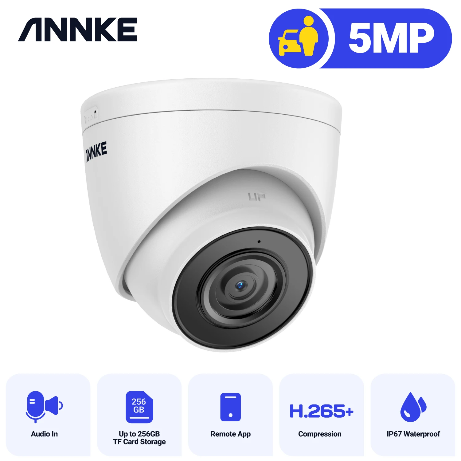 ANNKE 5MP IP Camera Outdoor Indoor POE Security Cameras Smart Home POE Surveillance Cameras TF Card Support With Audio in