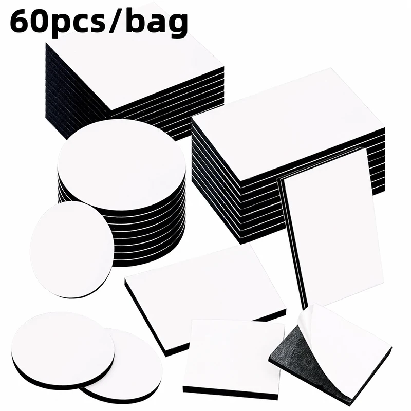60Pcs/Mixed Double Sided Tape Strong EVA Foam Adhesive Pads No Trace Mounting Stickers For Wall Home Car Office Decor Supplies