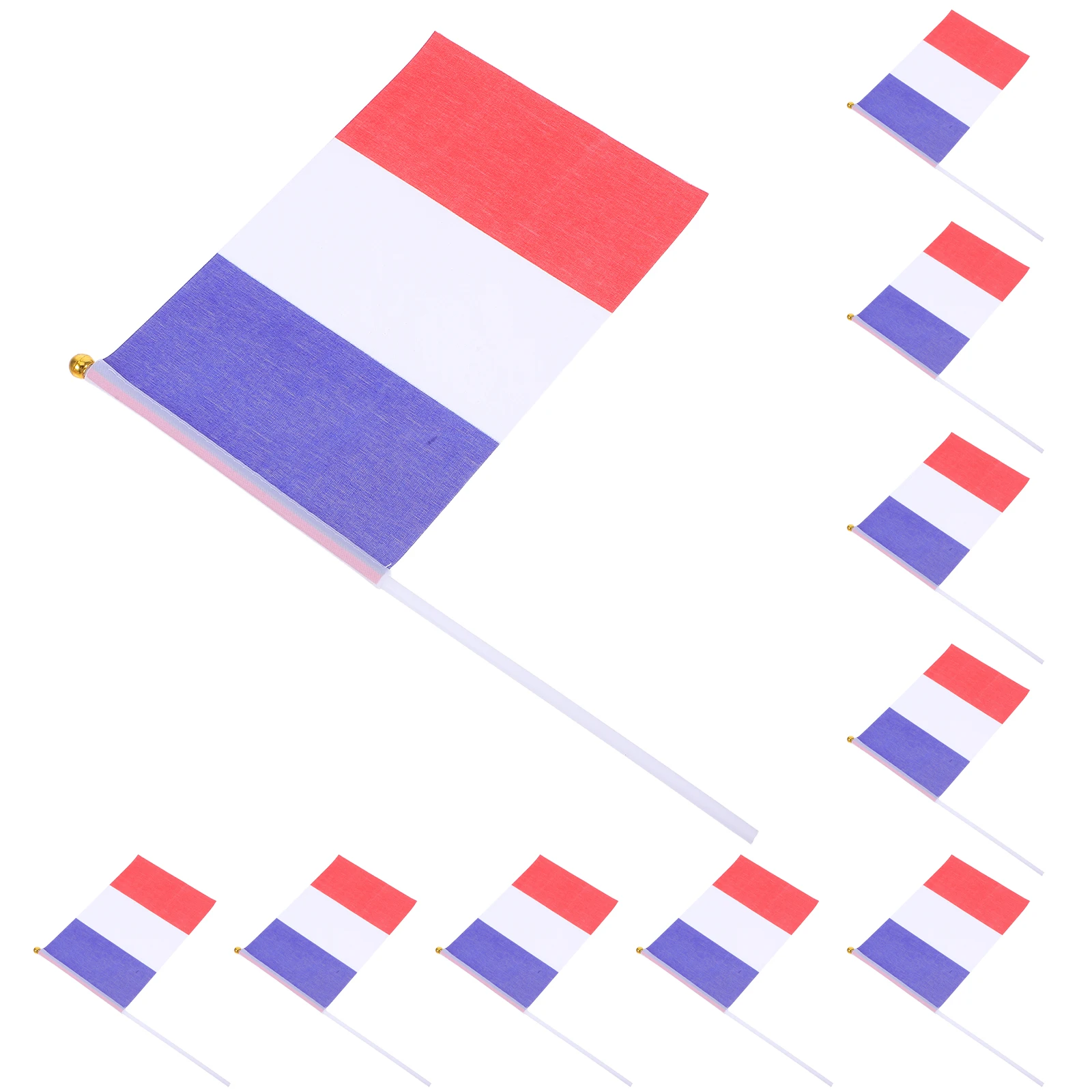 

25Pcs Mini French Table Flags Hand Waving Style Sturdy Rod Support Vibrant Colors Long-Lasting Fabric for Office Home Decor