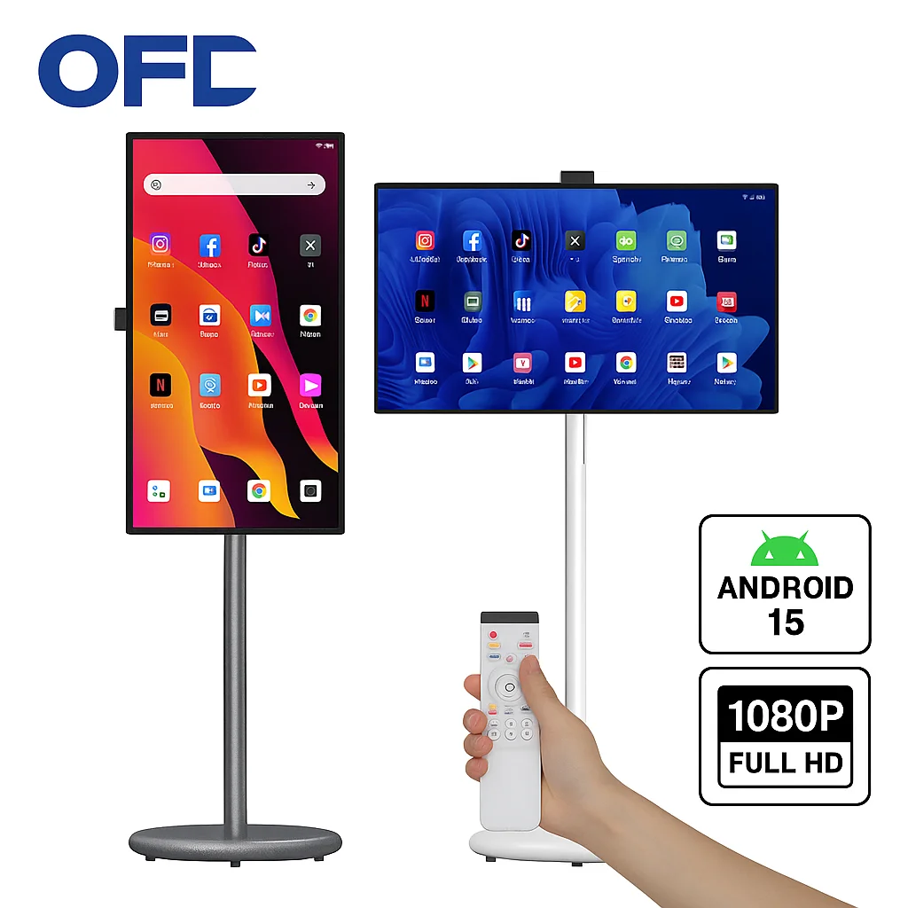 

Вращающийся портативный смарт-телевизор, 27-дюймовый универсальный планшетный ПК с аккумулятором, интерактивный цифровой дисплей вывесок на колесах