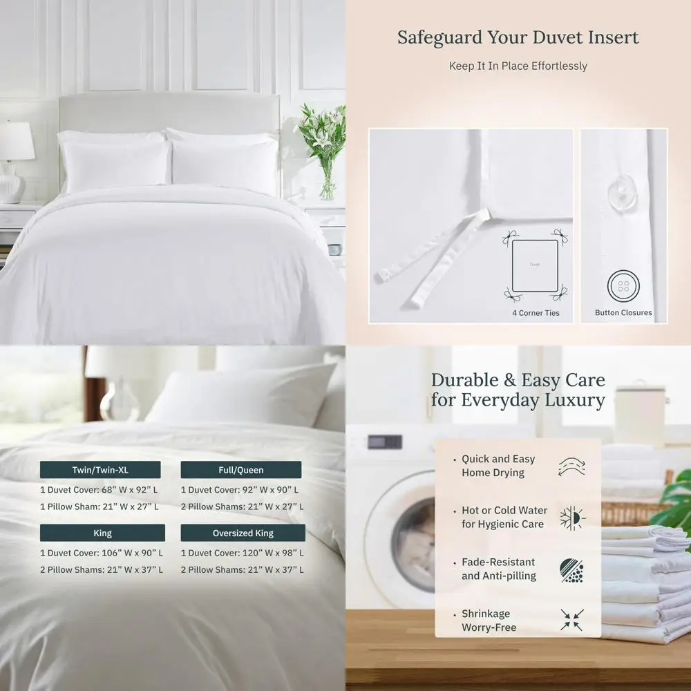 

Oversized King Duvet Cover Set - Winner of Good Housekeeping Best Bedding Awards 2025, 400 Thread Count Premium Quality Bedding