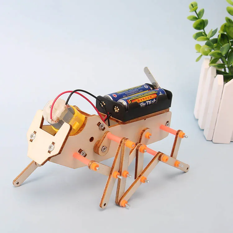 Estudantes tecnologia diy pequena produção artesanato conjunto de material artesanal hexapod robô crianças rastejando robô cão montagem modelo brinquedo