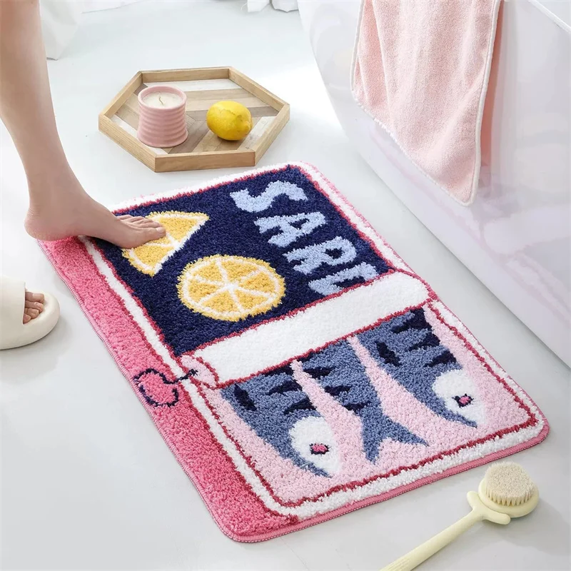 Sardine Can Tufted Rug, Washable Floor Mat for Bedroom Living Room Carpet, Kitchen Bath Mat, Bathroom Rug, Non-Slip Home Decor