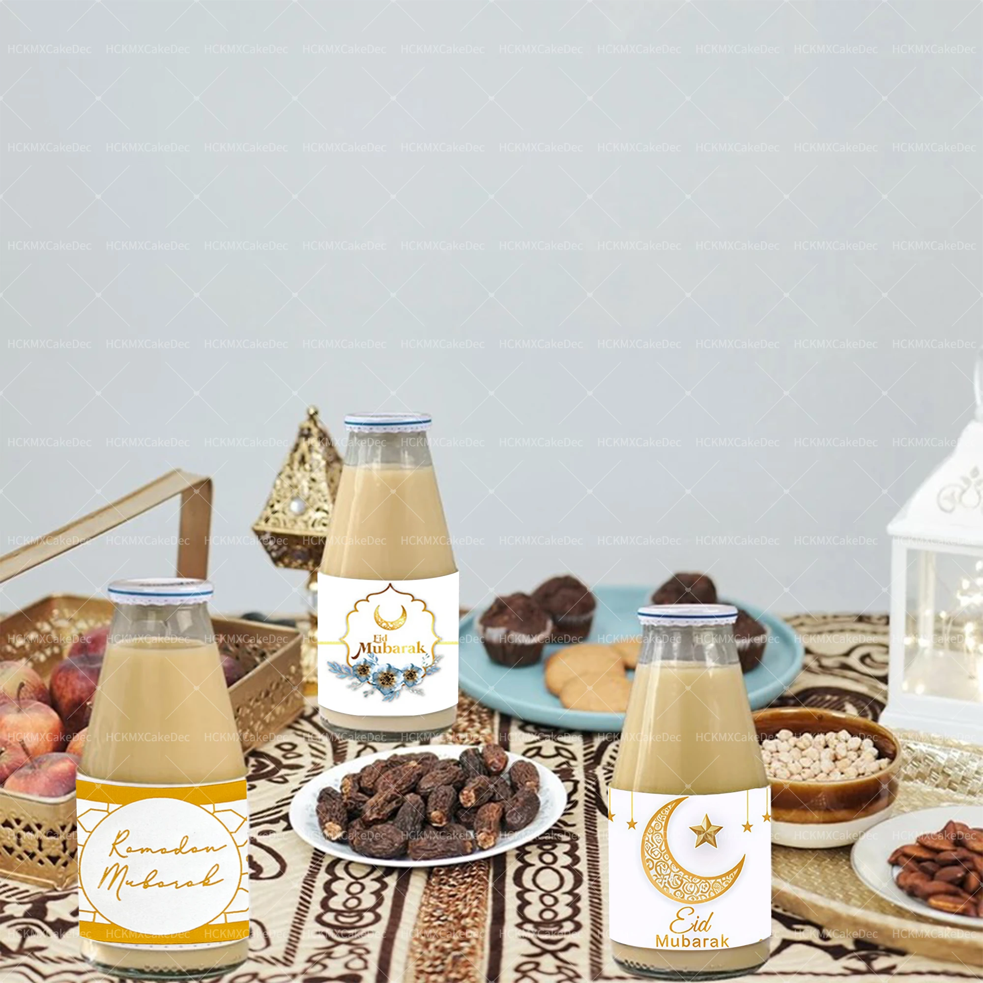 20 قطعة من ملصقات زجاجات عيد مبارك لتزيين رمضان للمنزل 2026 لوازم حفلات رمضان كريم