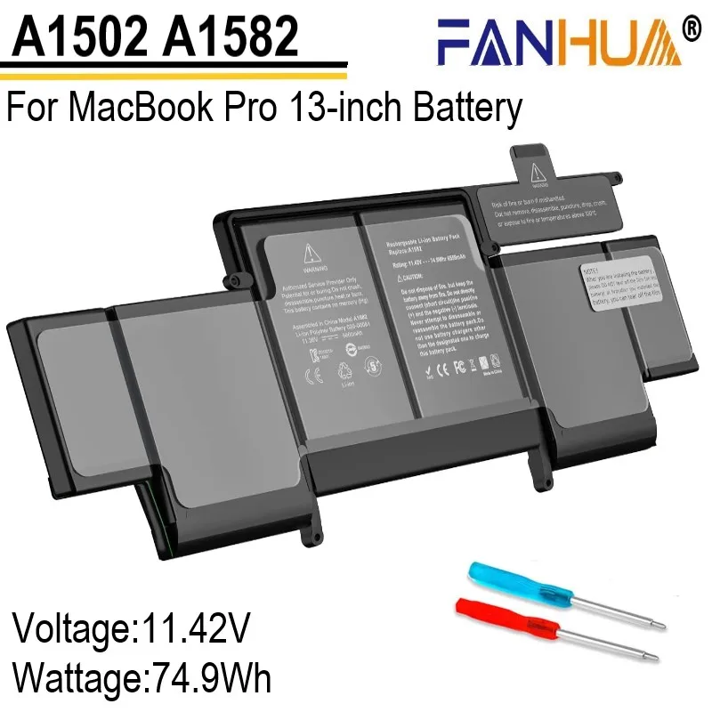 

A1502 A1582 Battery Replacement Battery A1493 for MacBook Pro 13-inch Retina (Mid 2014/ Early 2015/ Late 2013) 11.42V 74.9Wh